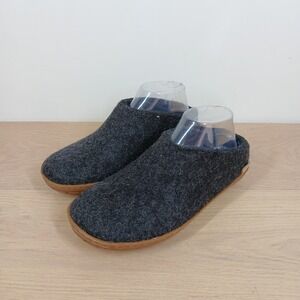 Glerups Slipper Clog Womens 39 Charcoal Grey Wool Rubber Sole Slip On Indoor